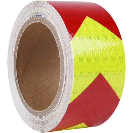 Punainen/keltainen - Nuoliheijastinteippi, heijastava varoitusteippi, Tra