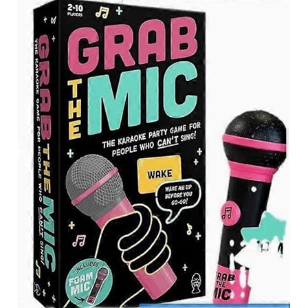 Grab The Mic Karaoke -peli tekstikorteilla, 2–10 pelaajaa, hauska lautapeli lapsille ja aikuisille, täydellinen juhliin ja syntymäpäiville (h)