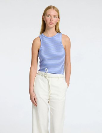 Selected Slfanna O-Neck Striped Tank Top Noos - Blue - M