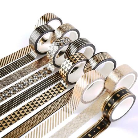 10 rullaa Washi-teippiä sarja naamiointimusta painatus Koristeellinen taiteeseen, tee-se-itse, bullet-lehtiin, suunnittelijoihin, scrapbookingiin, 