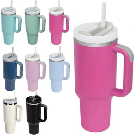 40 oz Juomamuki kahvalla ja pillillä Eristetty Uudelleenkäytettävä Ruostumattomasta teräksestä valmistettu vesipullo Matkamuki Jääkahvikuppi Matkamuki