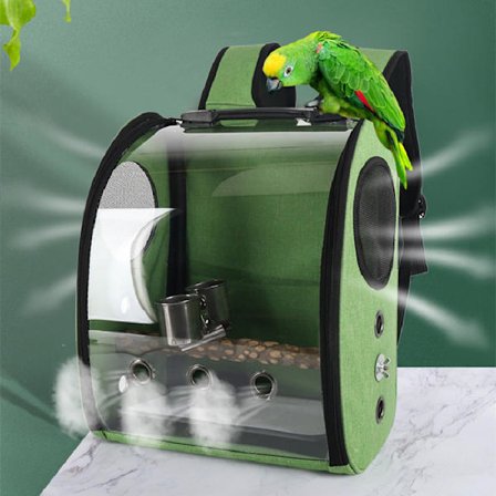 Fågelbur Ryggsäck med Träpinne, Lätt Bärbar Fågel