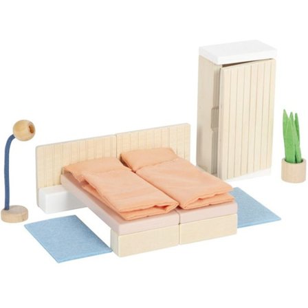 Dockhusmöbler - Liten fotsällskap - Sovrum - 2 bäddar - Garderob - Tillbehör ingår