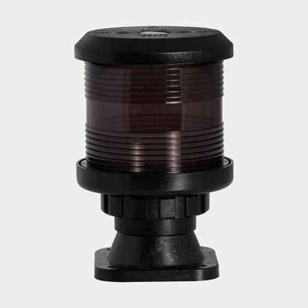Kotvová lodní svítilna na patce pro horní montáž Den Haan, 25 W, 12 - 24 V, 360°, černý plast, 140 x Ø92 mm, bílá, pro lodě <20 metrů