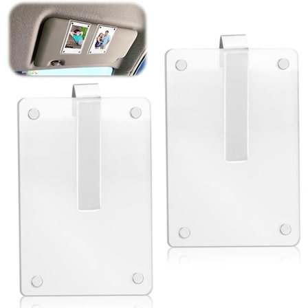 2 STK Bil Fotoholder, Bil Billedholder, Transparent Akryl Bil Fotoklips, Foto Bil Solskærmsklips, Personlig Solskærm Billedklips til Bil, Bil