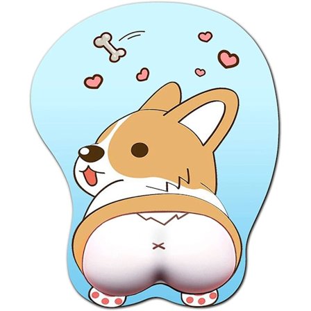 Anime Corgi Musemåtte med håndledsstøtte Gel Ergonomisk Hund 3d Musemåtte til kontor Pc Bærbare computere (blå)