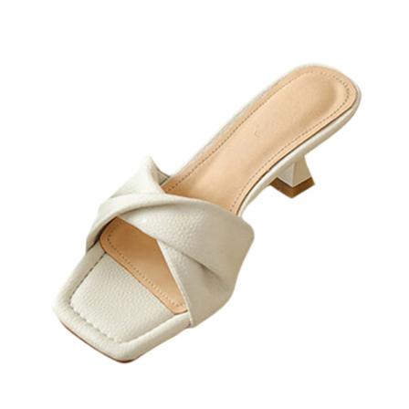 Kvinnors Sandaler Med Fyrkantig Tå Slip On Tofflor