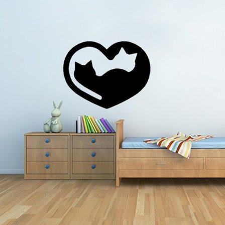 Hjärtformat katter vinyl vägg klistermärke