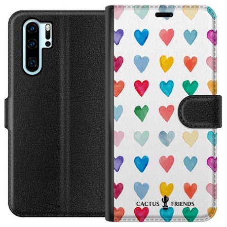 Yhteensopiva Lompakkokotelo Huawei Huawei P30 Pro Cactus and Friends - Watercolor Love Grid