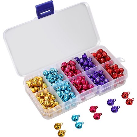 300 stk små bjeller i fargerike metallbjeller