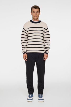 J.Lindeberg - Sawyer Stripe Crew Neck - Fashion - Grey - Men - M