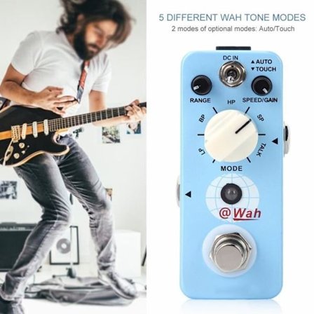 MINIFINKER Mini Wah Wah Pedal - 5 Lydmoduser - Metallhus - LED-bryter