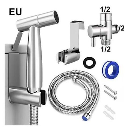 Handhållen toalettbidéspruta, toalettbidéfäste med slang, handhållen badrumstygblöjspruta för feminin hygien