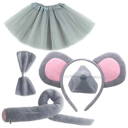 Bekväm Musdräkt Kit Inklusive Flexibla Öron, Svans och Elegant Fluga