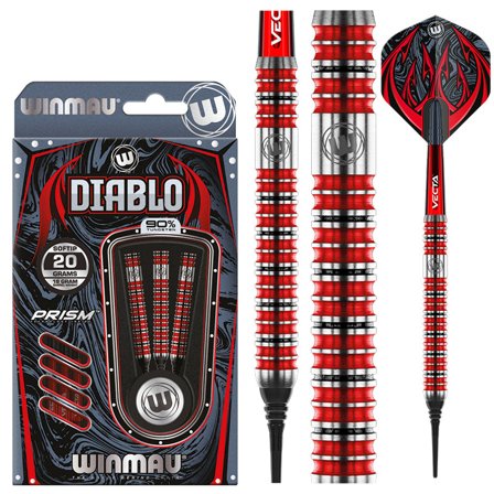 Winmau Diablo 2 Soft Tip Darts 20g 90% Tungsten Red Black Silver Professional Steel Tip Darts Flights Shafts Set
