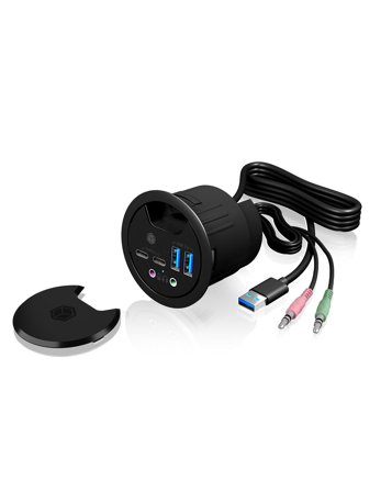 ICY BOX 4 Port USB 3.0 In-Desk Hub 2x USB 3.0, 2x USB-C, Audio inn/ut