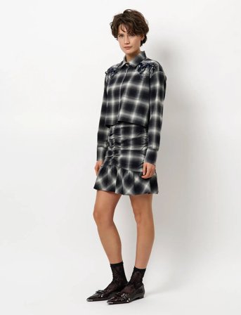 Dante6 Dante6-Eason Check Embellished Shirt - Navy - 34