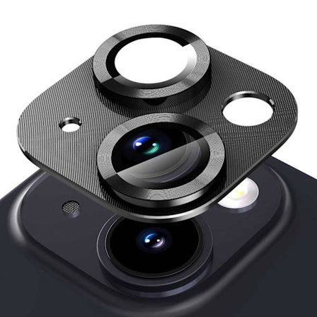 iPhone 14/14 Plus Kamerabeskyttelse Metal Hærdet Glas Sort sort