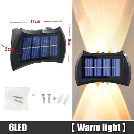 LED Solar Light Exteriör Vägglampa 6LED WARM 6LED WARM
