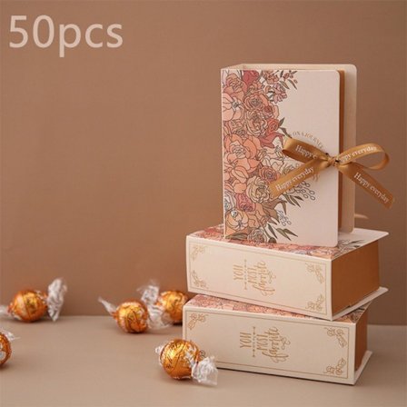 25/50 stk Vintage-inspirerte Magiske Bok Gaveesker - Solid Pappkonstruksjon, Vennlig for Godteri og Sjokolade, Perfekt for Bryllup, Bursdag, Motiver (