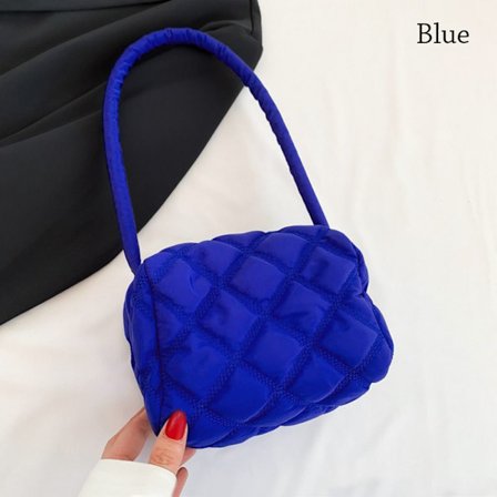 Laskostettu olkalaukku käsilaukku SININEN