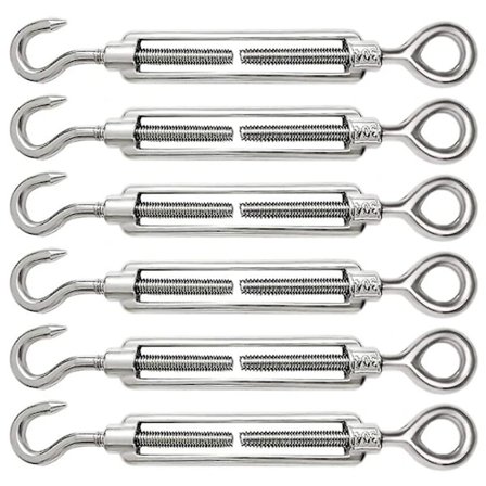 6 kpl Kaapelin Kiristin M6 Säädettävä 304 Ruostumaton Teräs Kaapelin Kiristin Koukku Ja Silmä Langalle Kiristin Kaapelin Teräsköyden Kiristin Koukku 