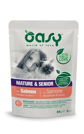 Oasy Bocconcini In Salsa Per Gatto Mature & Senior con Salmone