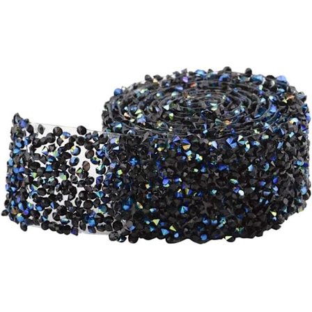Svart AB strass dekorativ remsa, storlek L glitterdekoration
