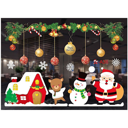 Jultomtestickers, julgran snöflinga snögubbe fönsterklistermärken juldekaler, diy dekoration fönsterklistermärken stil 12