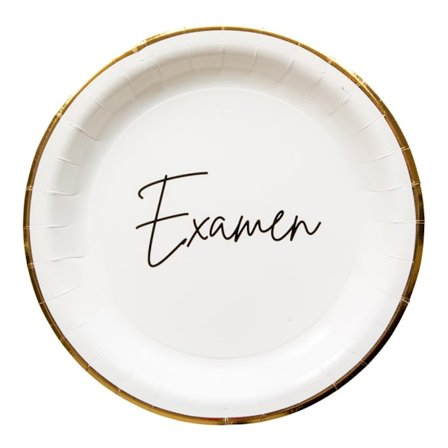 Tallrik Engångs Examen 23 cm Vit/Guld