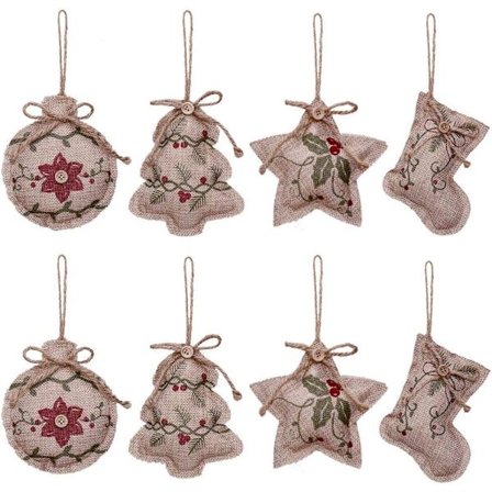 Rustikke Juletræspynt Strømpepynt Burlap Landlig Ch