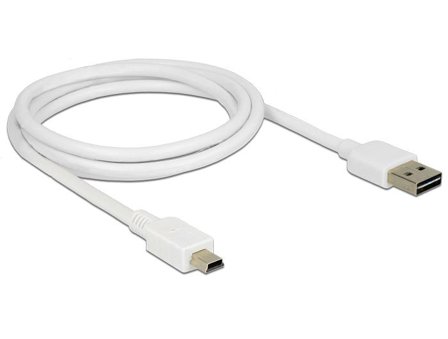 Delock Cable EASY-USB 2.0 Type-A male > USB 2.0 Type Mini-B male 1 m white