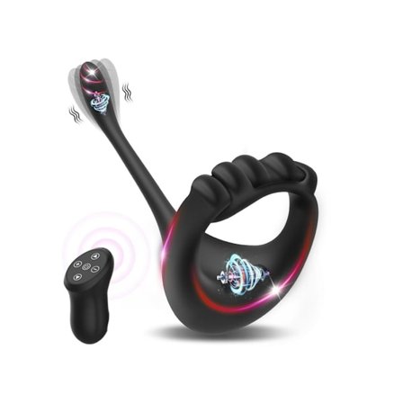 Trådløs fjernbetjening silikone massage vibrator til mænd (sort)