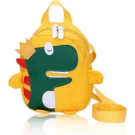 1 stk. børnehavetaske til småbørn, dinosaur-rygsæk, børnehave-rygsæk, vuggestue-rygsæk, lærreds-dagtaske, gul