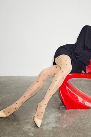 Tight H-logo beige 25den S/M