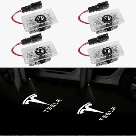 Tesla Model 3 Model Y Model S Model X Bildør Logo Projektor Lampe, 4 stk./pakke