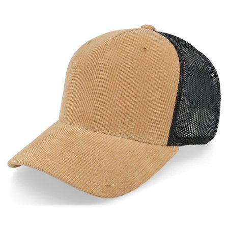 Equip - Beige trucker Caps - Cord Caramel/Black A-frame Trucker @ Hatstore