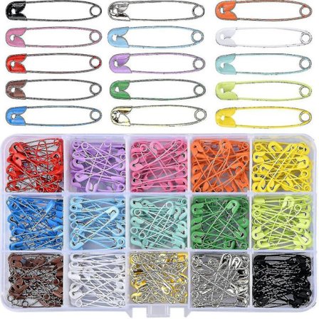 300 stk Metall Sikkerhetsnåler, Iave 15 Farger Små Sikkerhetsnåler, Iave Sikkerhetsnåler