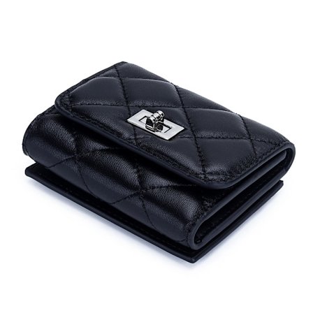 Aitoa nahkaa oleva lyhyt lompakko irrotettavalla kolikkolaukulla Black