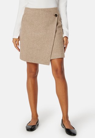 YAS Summer HW Short Wool Mix Skirt Toasted Coconut Klær