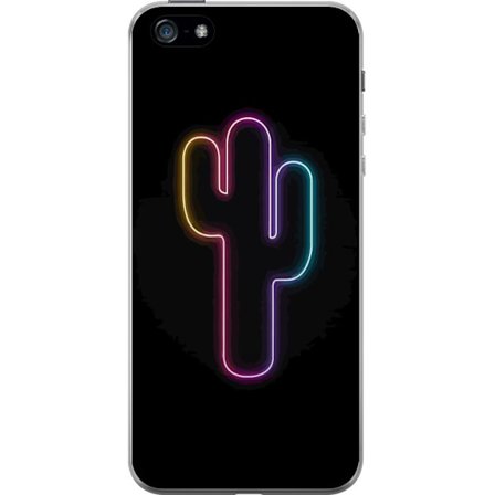Kompatibelt Mobildeksel til Apple Apple iPhone 5 Neonillustrasjon av kaktus i rosa og blått lys mot mørk bakgrunn