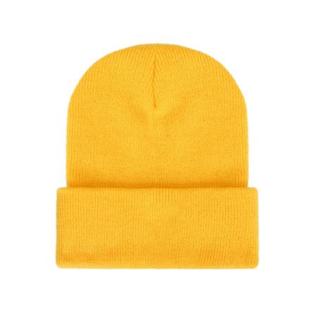 Höst- och vintermössa i stickad enfärgad design för dam och herr yellow