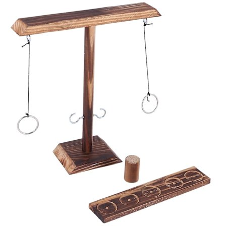 Ringkastningsspel för barn och vuxna, handgjorda träkrokar och ringar, kastningsspel med stege