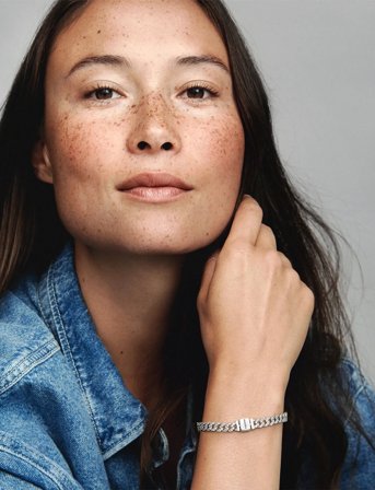 Pandora Cuban Chain Sterling Silver Bracelet With Clear Cubic Zirconia - Silver - 20 CM