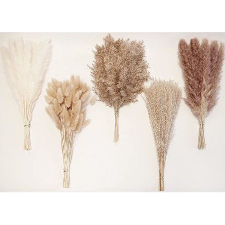 110 stykker pampasgress med hvite kaninhal tørkede blomster, kunstige blomster til baderom veggdekorasjon