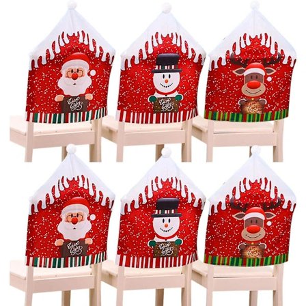 Julestolebetræk Juledekoration Hat Snemand Nisse Rekvisitter Tilbehør Til Restaurant Spisestue Fest Fødselsdag Bryllup (6 stk)