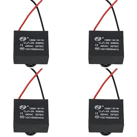 CBB61 Generator Kondensator, 450V AC 50/60HZ 12uF Generator Kondensator, 12uF Motorkondensator til Lille Motorudstyr og Loftventilator (4 stk) af STAR