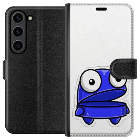 Kompatibel Tegnebogsetui til Samsung Samsung Galaxy S24+ Blå tegneseriefigur med åbent udtryk og store øjne i sjov illustration