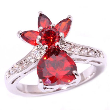 Sølvbelagt ring med granat