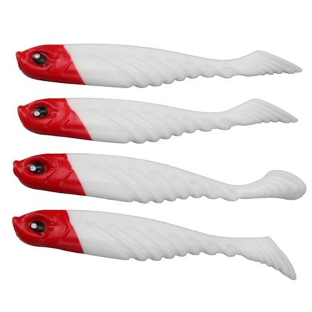 4 stk myk agn T-hale lokke AR48 Swimbait 75mm 3,2g kunstig fiskeutstyr for fisker saltvann ferskvannsfiske rød hode